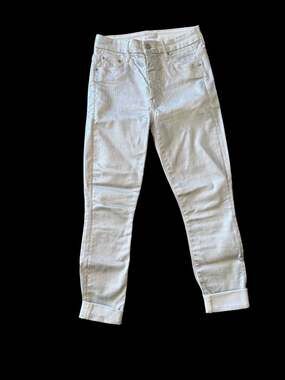 MOTHER High Waisted Looker Ankle Silver Linings Metallic Jeans Size 27